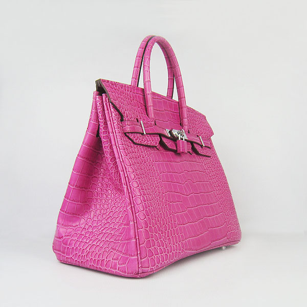 High Quality Fake Hermes Birkin 35CM Crocodile Veins Leather Bag Peach 6089